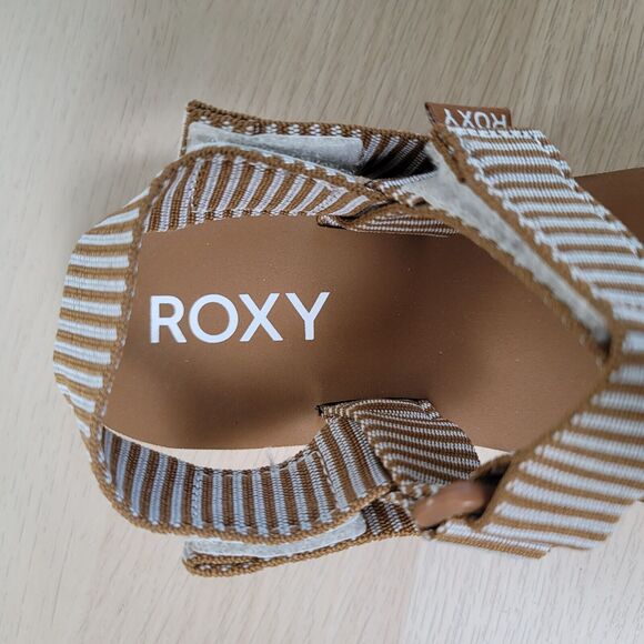 Roxy Brown and White Striped Sandals - Picture 3 of 9